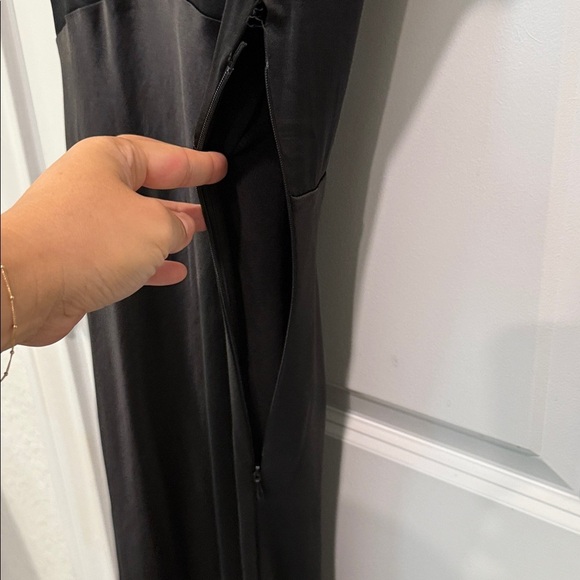 NWT Madewell Wide V-Neck Black Satiny Maxi Dress - Picture 10 of 14